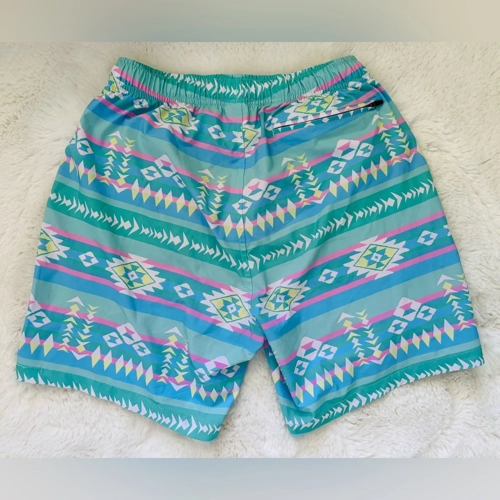 Bear Bottom Teal and Pink Swim Trunks Shorts Size Medium